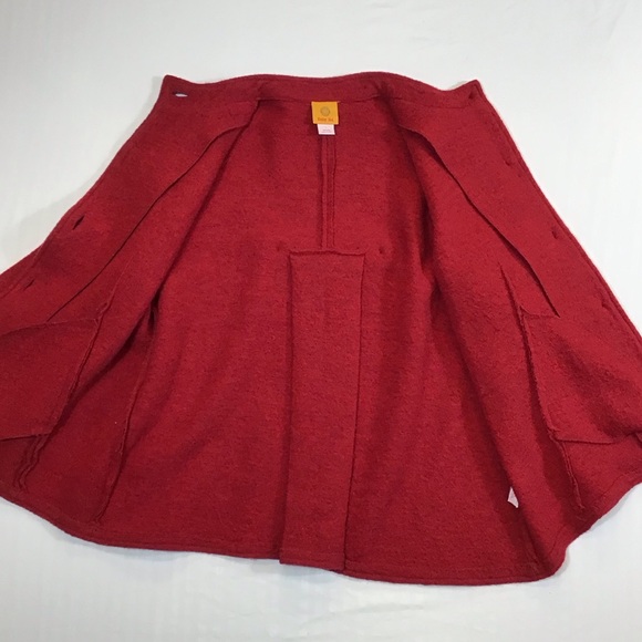 Vintage Ruby Rd Womens 100% Wool Pea Coat Size L Red Button Up Swing Jacket Twee - Picture 11 of 16